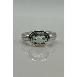Size 6 Natural Green Amethyst Ring In Sterling Silver Handmade In USA